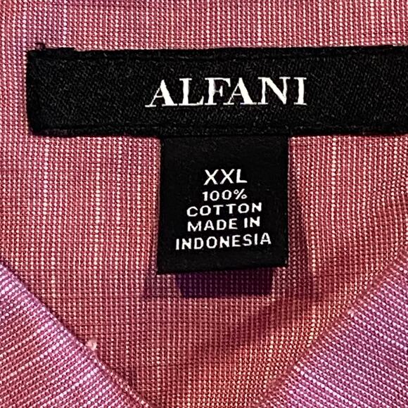 Alfani Men's XXL Button-Up Shirt Cotton 2 Chest Pockets Smudge Cranberry NEW - Picture 9 of 12